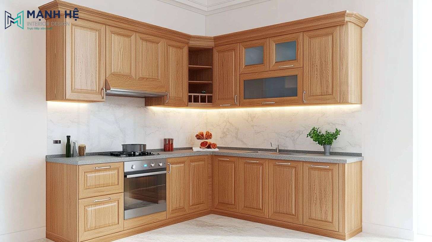Tủ bếp gỗ tự nhiên TBXD19