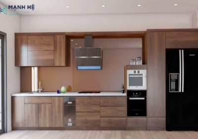 Tủ bếp melamine vân gỗ tự nhiên TBM04