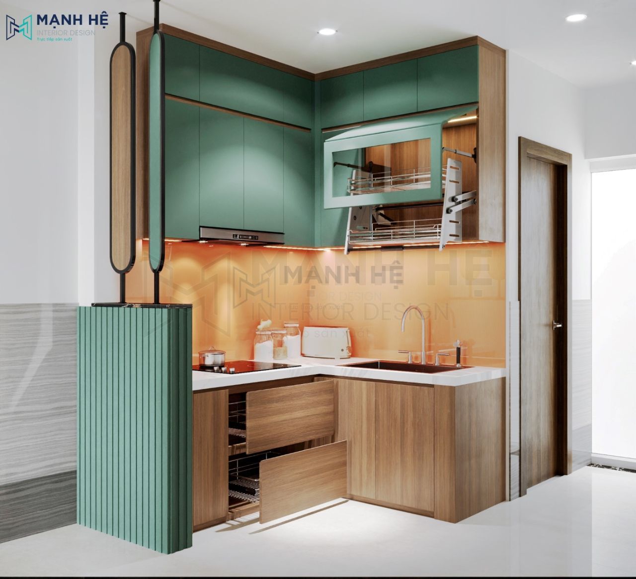 Tủ bếp gỗ Công nghiệp TBM59