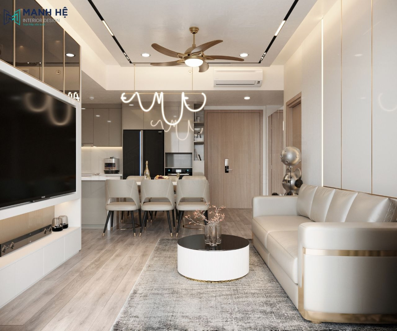thiet-ke-noi-that-phong-khach-lien-bep-chung-cu-8 Masteri Centre Point - 89m2 - TYPE 2