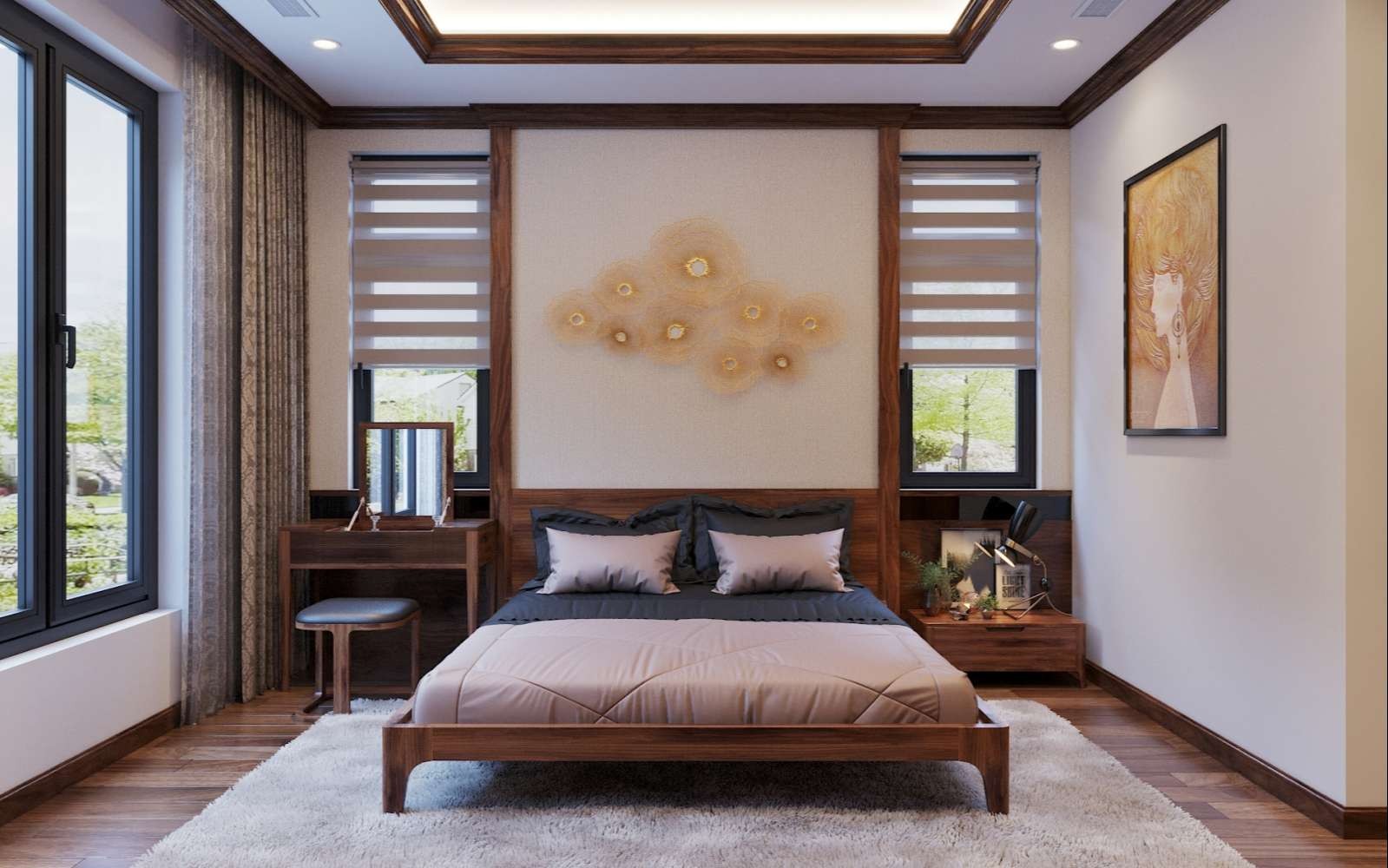 thiet-ke-phong-ngu-ong-ba-bang-go-tu-nhien 5 Bí quyết thiết kế phòng ngủ ông bà đẹp tiện nghi mà an toàn