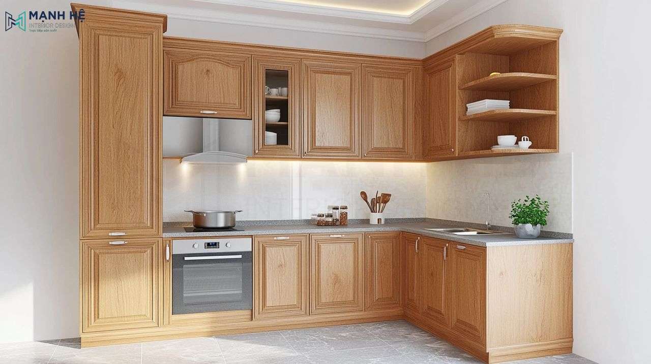 Tủ bếp gỗ tự nhiên TBXD13