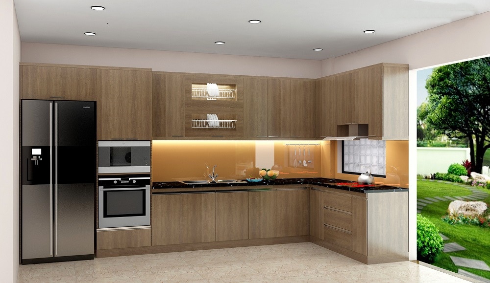 Tủ bếp Laminate vân gỗ TBM32