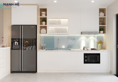 Tủ bếp nhỏ sơn trắng TBM18