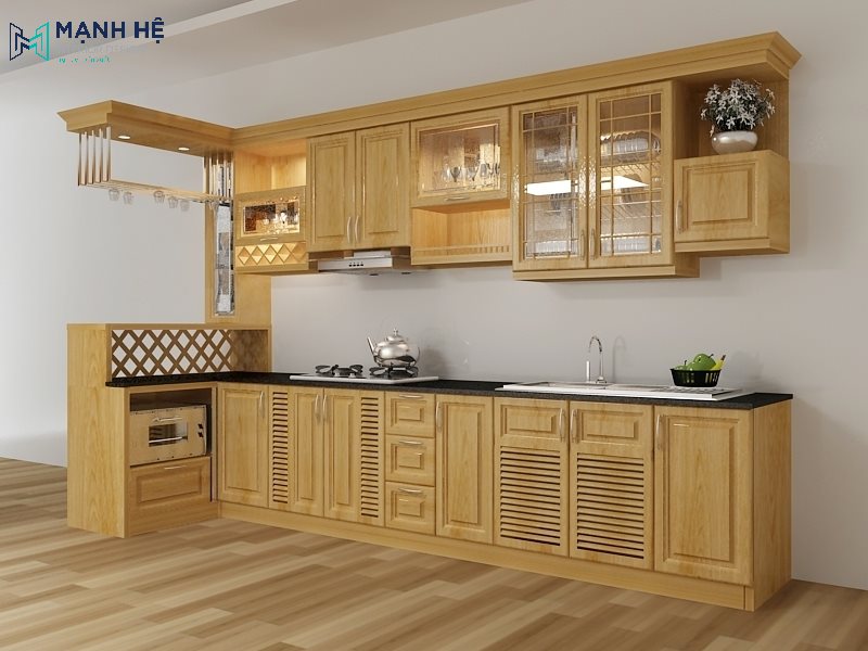 Tủ bếp nhỏ có quầy bar TB08