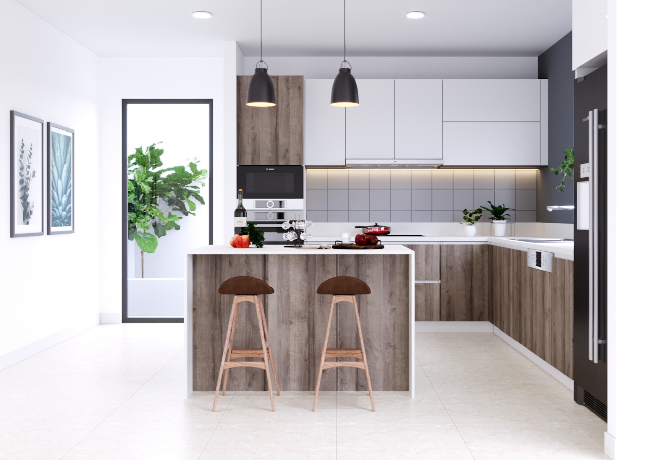 Tủ bếp có bàn đảo TBM38