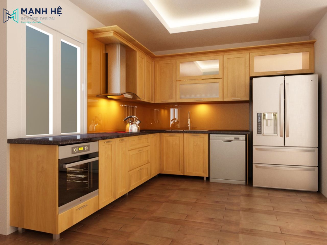 Tubepgonhapho 4380 Noi That Manh He 1 Tủ bếp gỗ Sồi Tự Nhiên TB22