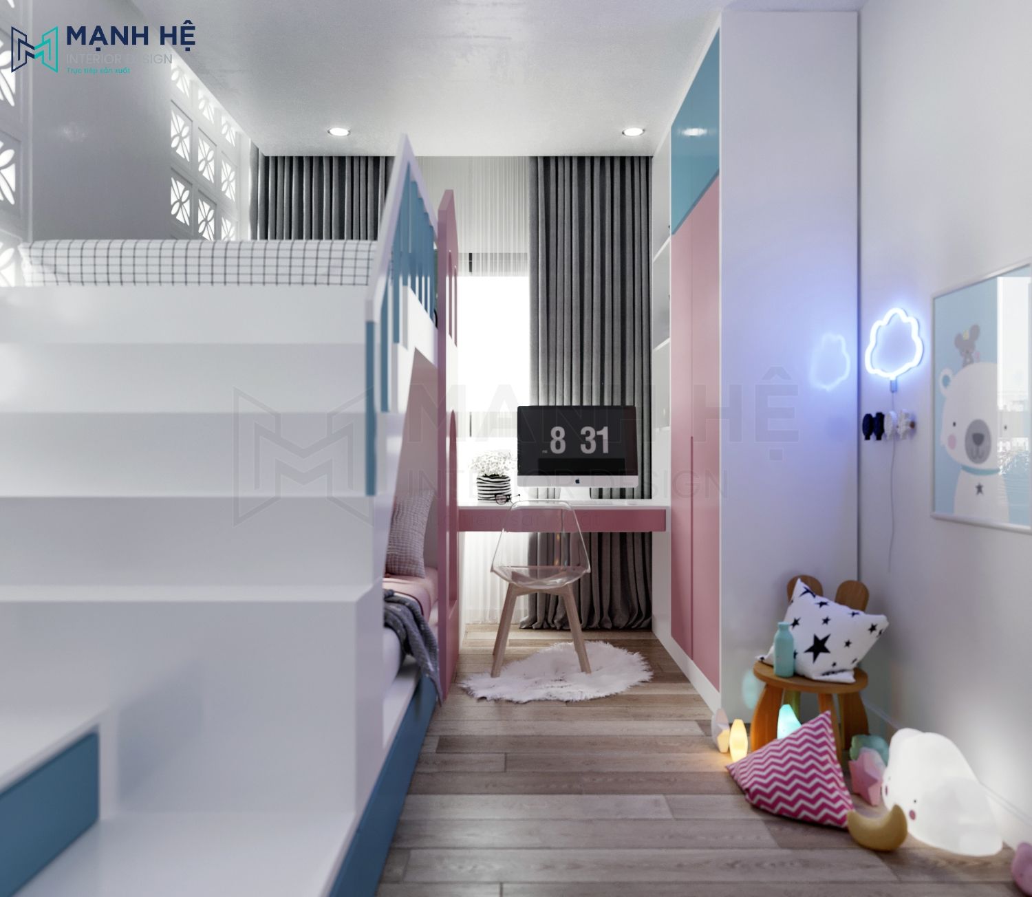 2 Phong Ngu Dep Cho Be Giường tầng ngôi nhà cho bé GT008