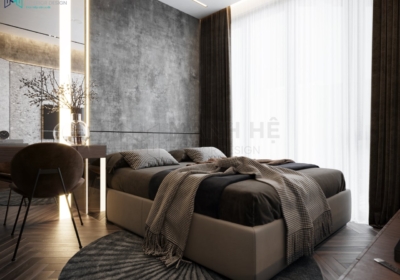 Thiết kế phòng ngủ người lớn gam màu xám hiện đại