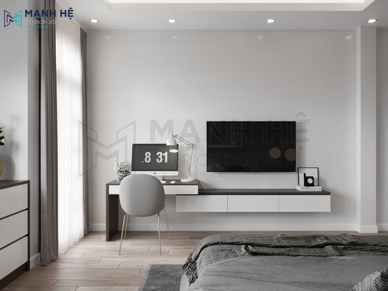 3 Ke Tivi Phong Ngu Noi That Manh He Bộ phòng ngủ 16m2 PN060