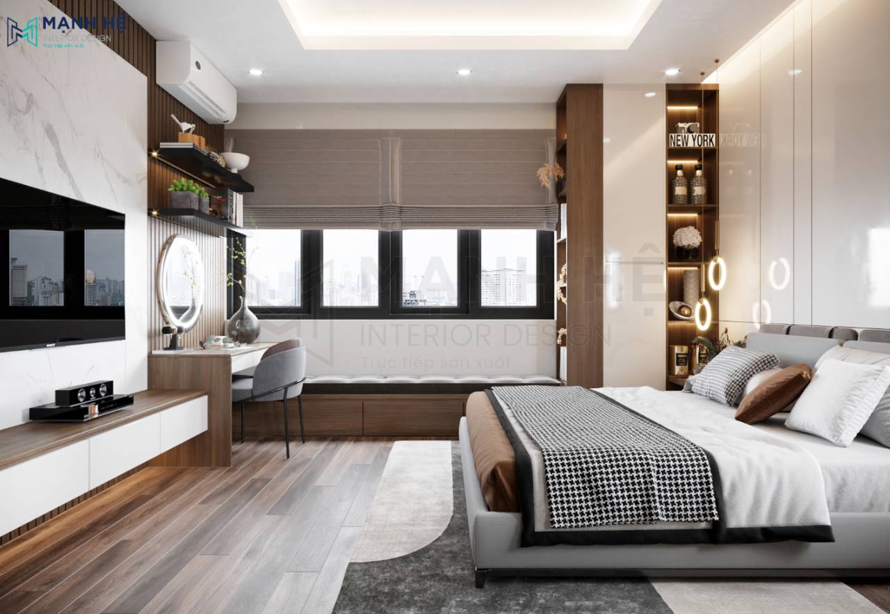 72 Tu Ke Trang Tri Am Tuong Phong Ngu Noi That Manh He Bộ phòng ngủ hiện đại PN056