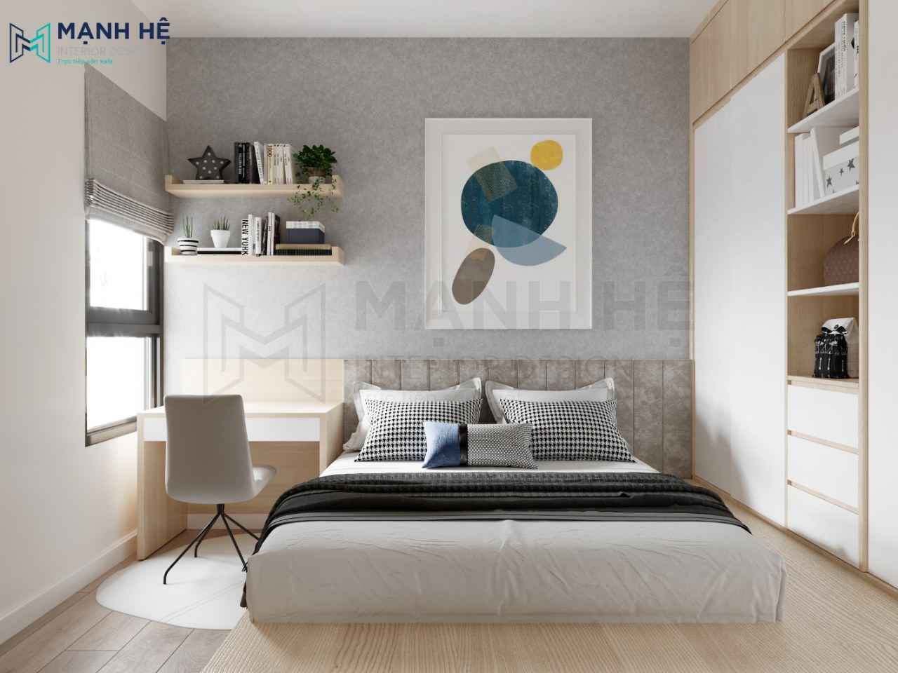 Noi That Phong Ngu Con Gai Noi That Manh He 2 Bộ phòng ngủ 9m2 PN037