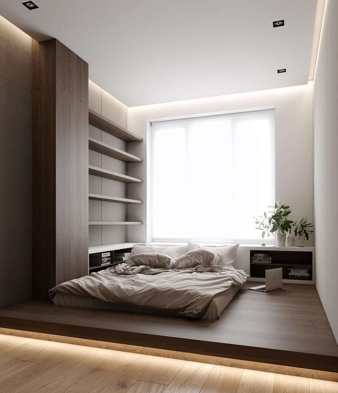 Sử dụng giường ngủ dạng bệt cho phòng ngủ tối giản