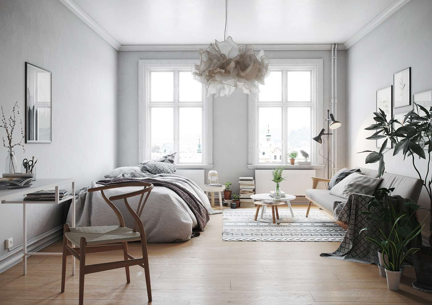 Sử dụng các chất liệu tự nhiên để tô điểm cho không gian phòng ngủ nhà phố