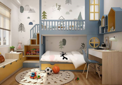 Giường tầng hình ngôi nhà cho bé trai GT032