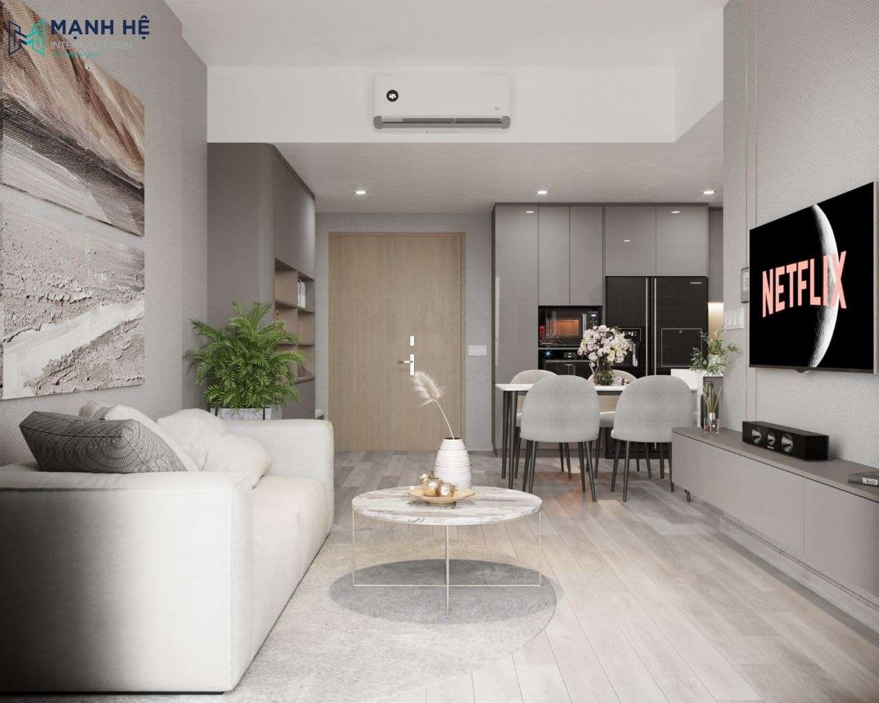 Căn hộ chung cư 1 phòng ngủ thiết kế  Phong Cách Hiện Đại (Modern)