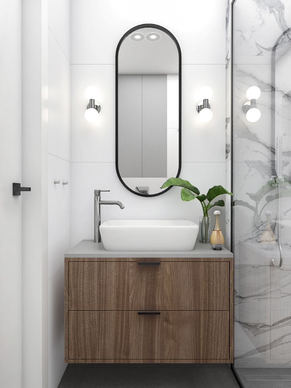 Thiết kế nôi thất căn hộ chung cư 40m2 hiện đại nhà vệ sinh
