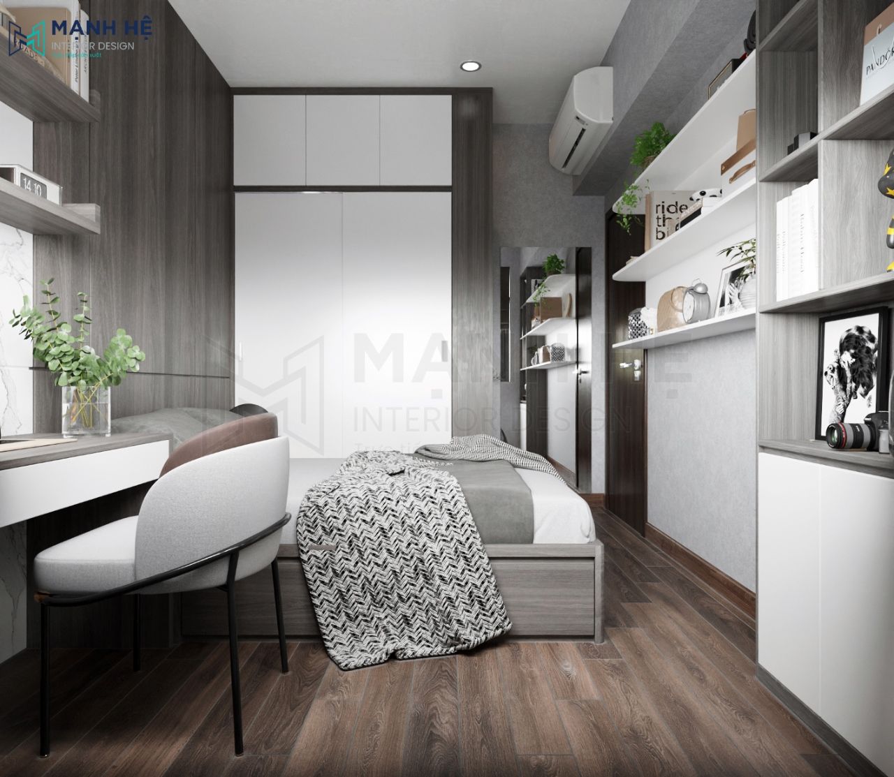 Hệ tủ quần áo 2 buồng cánh lùa từ gỗ công nghiệp bền – chắc, chống mối mọt cao