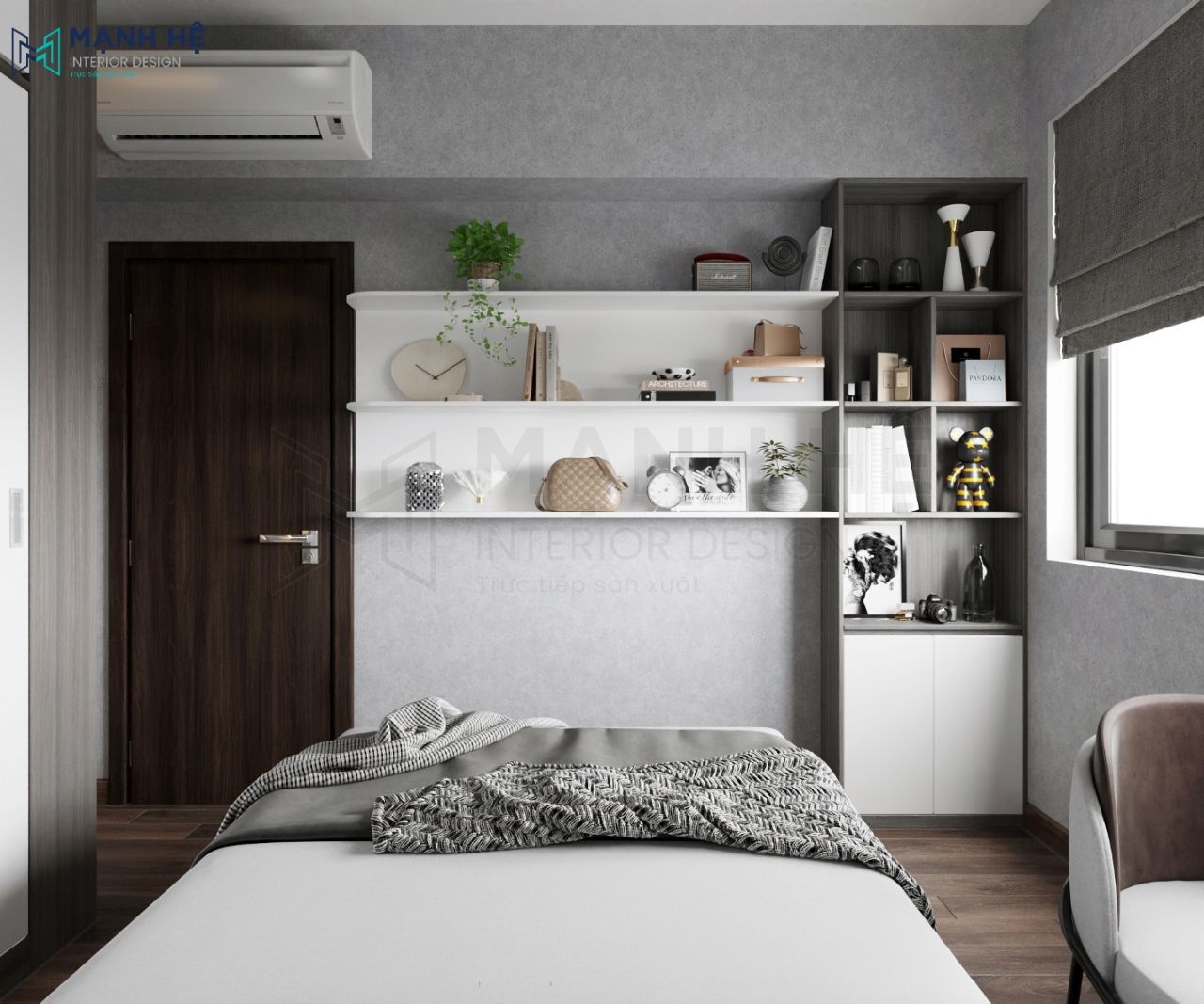 Tủ đựng túi xách với thiết kế lạ mắt được đặt cuối giường