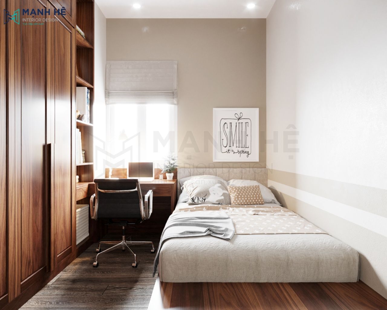 Thiết kế nội thất phòng ngủ khách cho chung cư 3 phòng ngủ 