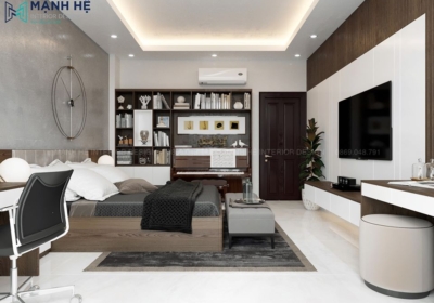 Thiết kế kệ tủ sách lớn kết hợp đàn piano