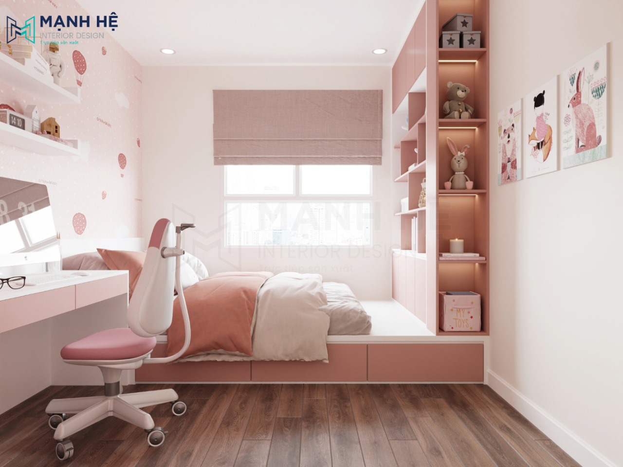 Tủ quần áo cánh lùa tiện nghi làm nơi lưu trữ quần áo cho 2 bé
