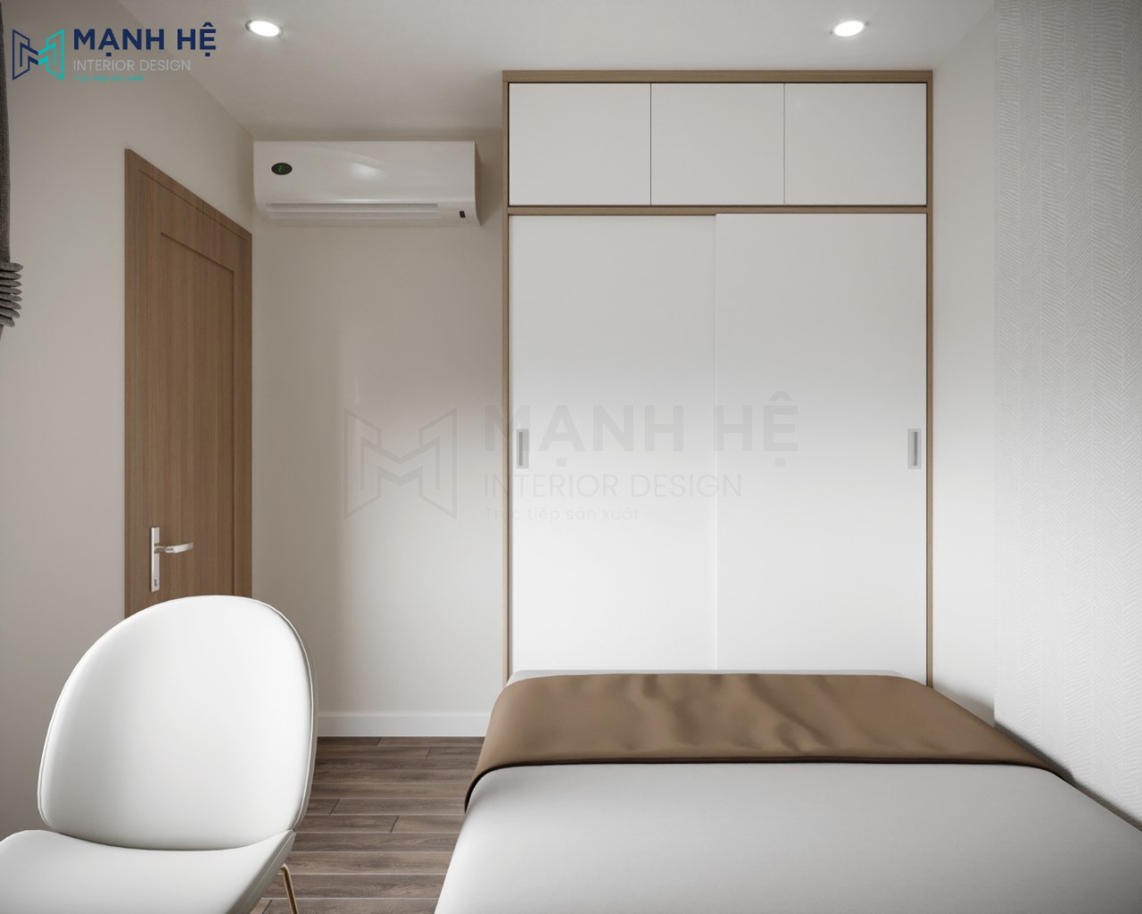 Tủ quần áo cửa lùa cao đụng trần giúp tiết kiệm diện tích