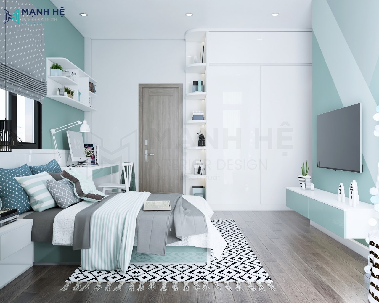 Nội thất giường kết hợp bàn học tiết kiệm diện tích