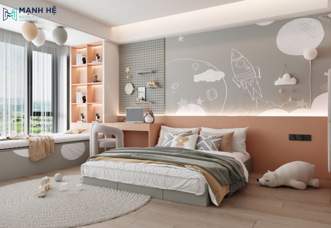 Bố trí tủ sách đứng gắn liền với bục ghế ngồi chữ I đặt cạnh cửa sổ