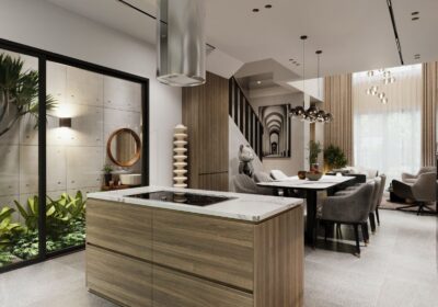 Tủ bếp kết hợp quầy bar ấn tượng