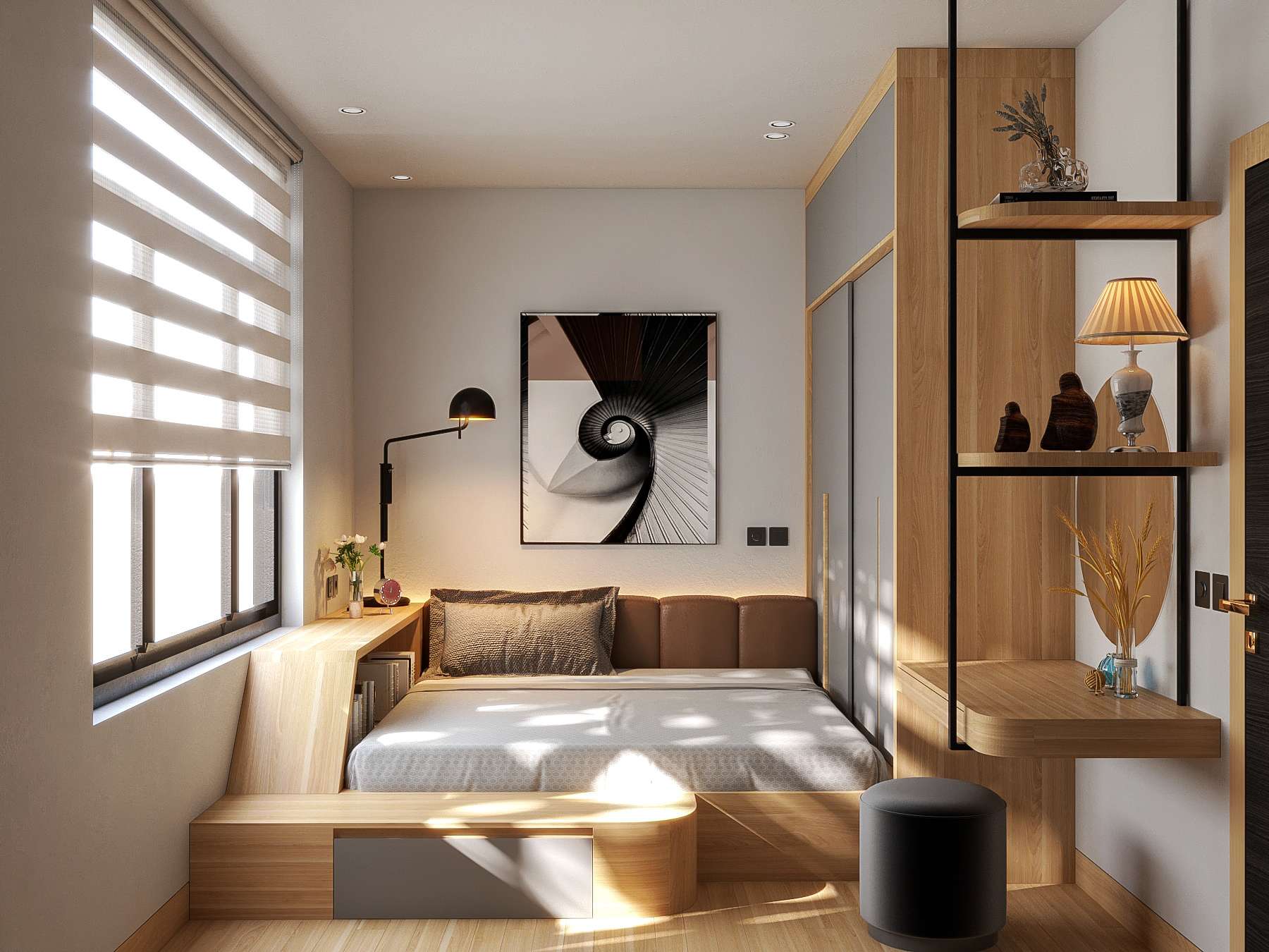 Nội thất phòng ngủ 7m2 cho nữ độc thân