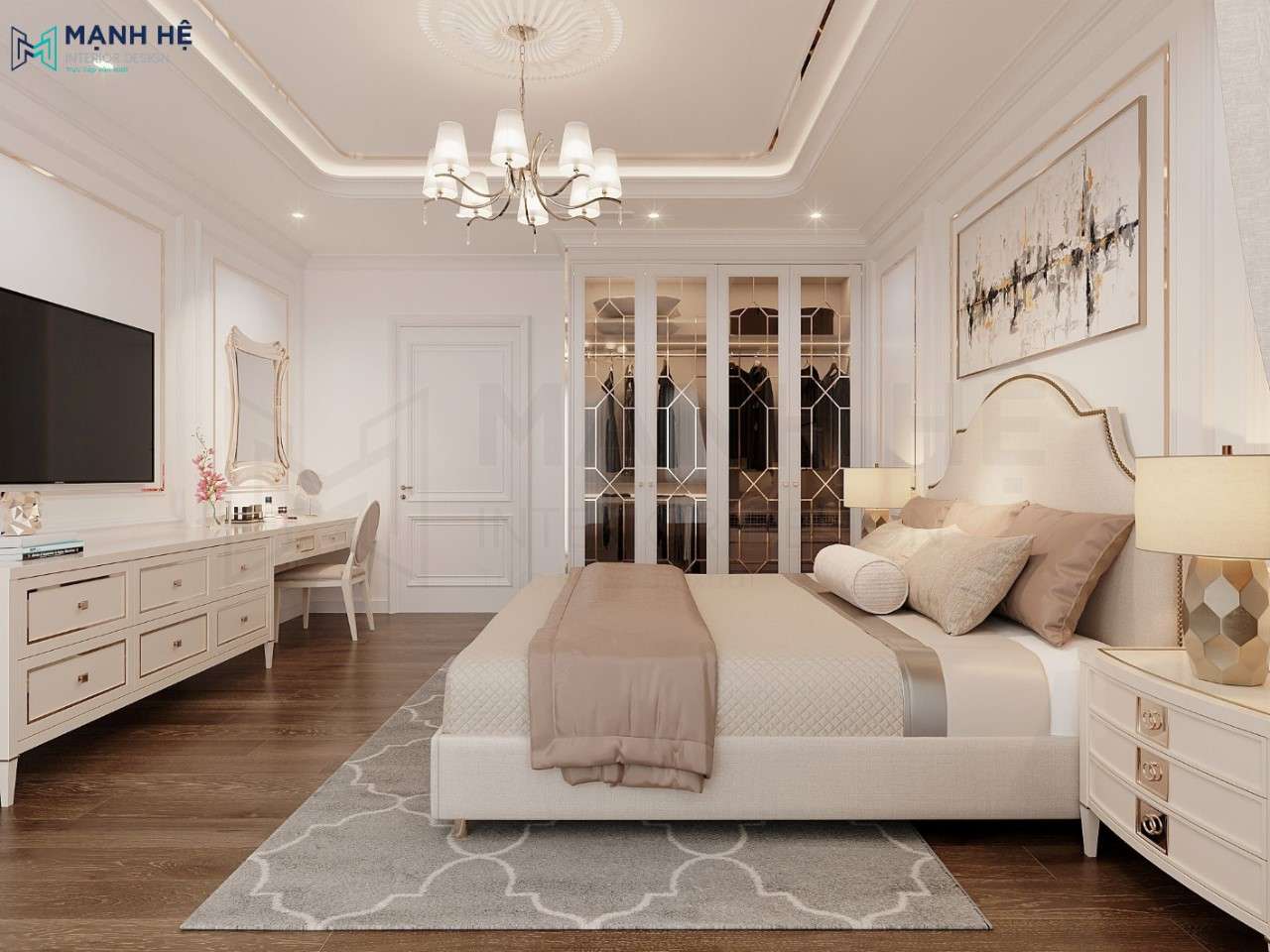 Tổng quan phòng ngủ biệt thự phong cách tân cổ điển sang trọng ấn tượng với bất cứ ai nhìn vào