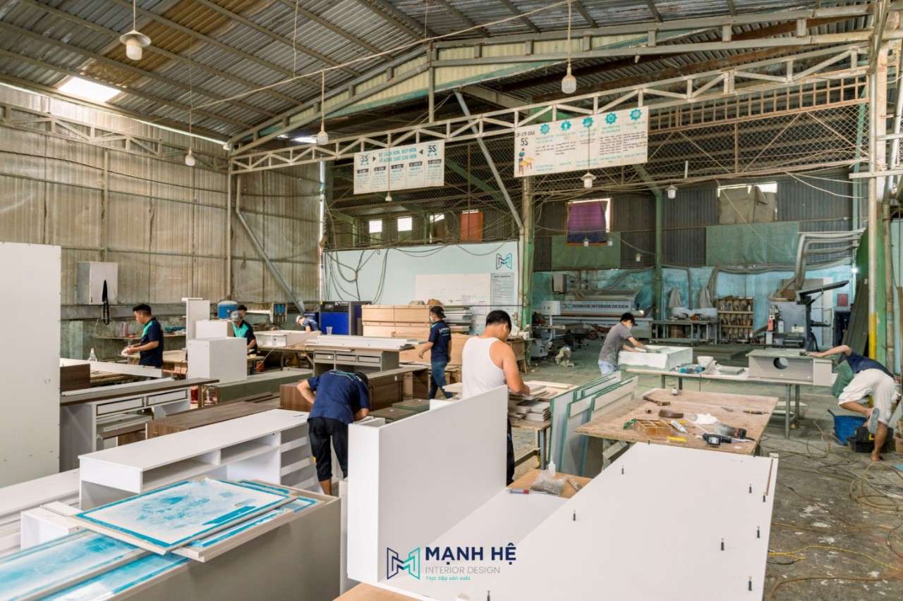 thi công sản xuất nội thất tại xưởng Mạnh Hệ