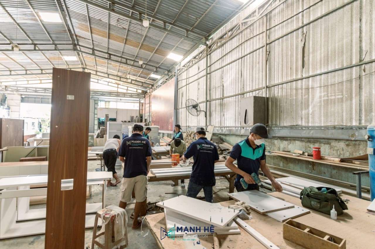 thi công sản xuất nội thất tại xưởng Mạnh Hệ