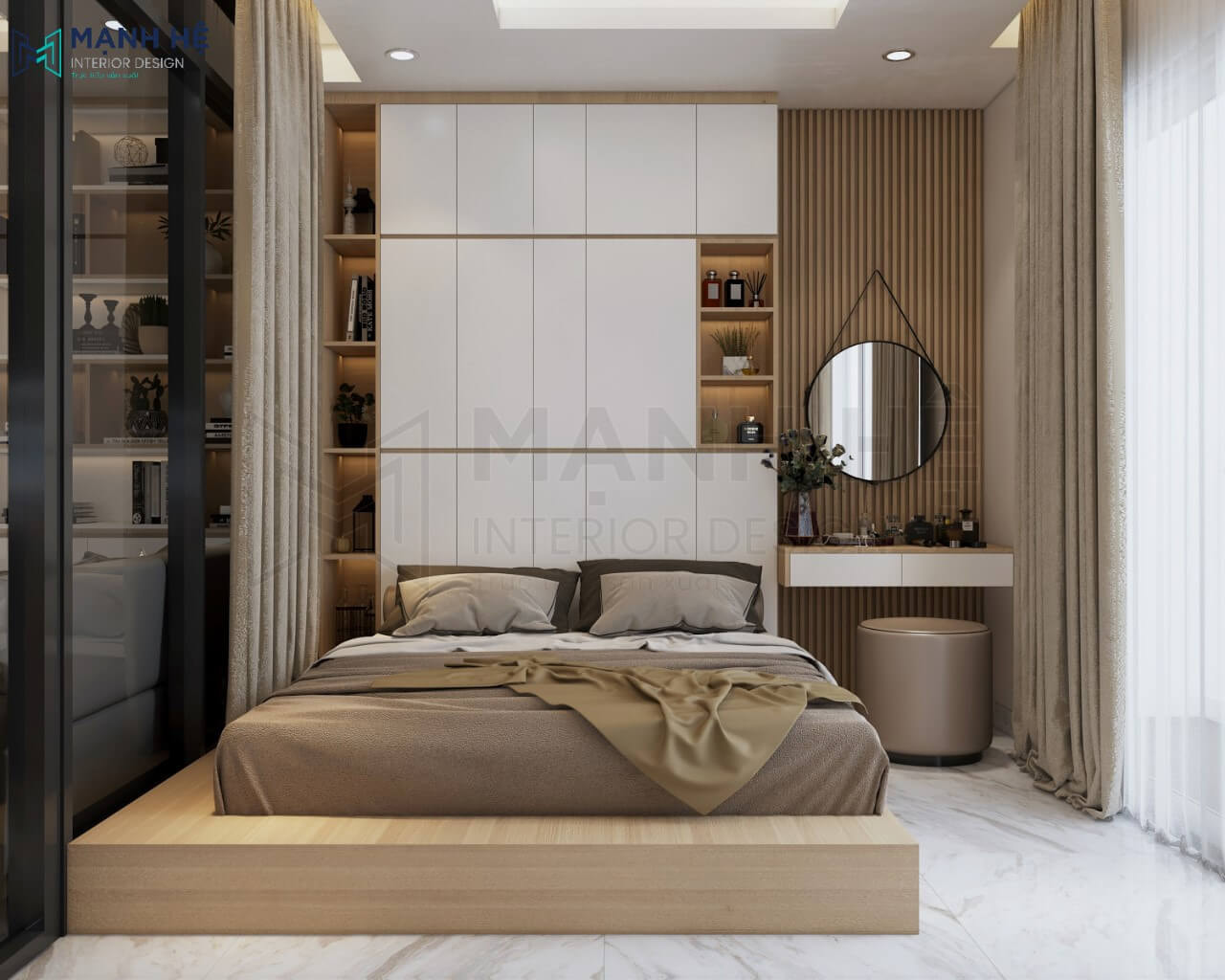  Phong cách hiện đại nhưng dùng giường kiểu Nhật