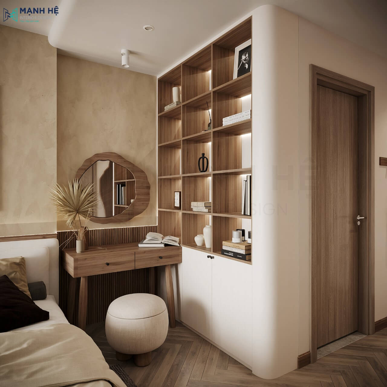 Hệ tủ sách trang trí âm tường độc đáo, đẹp mắt