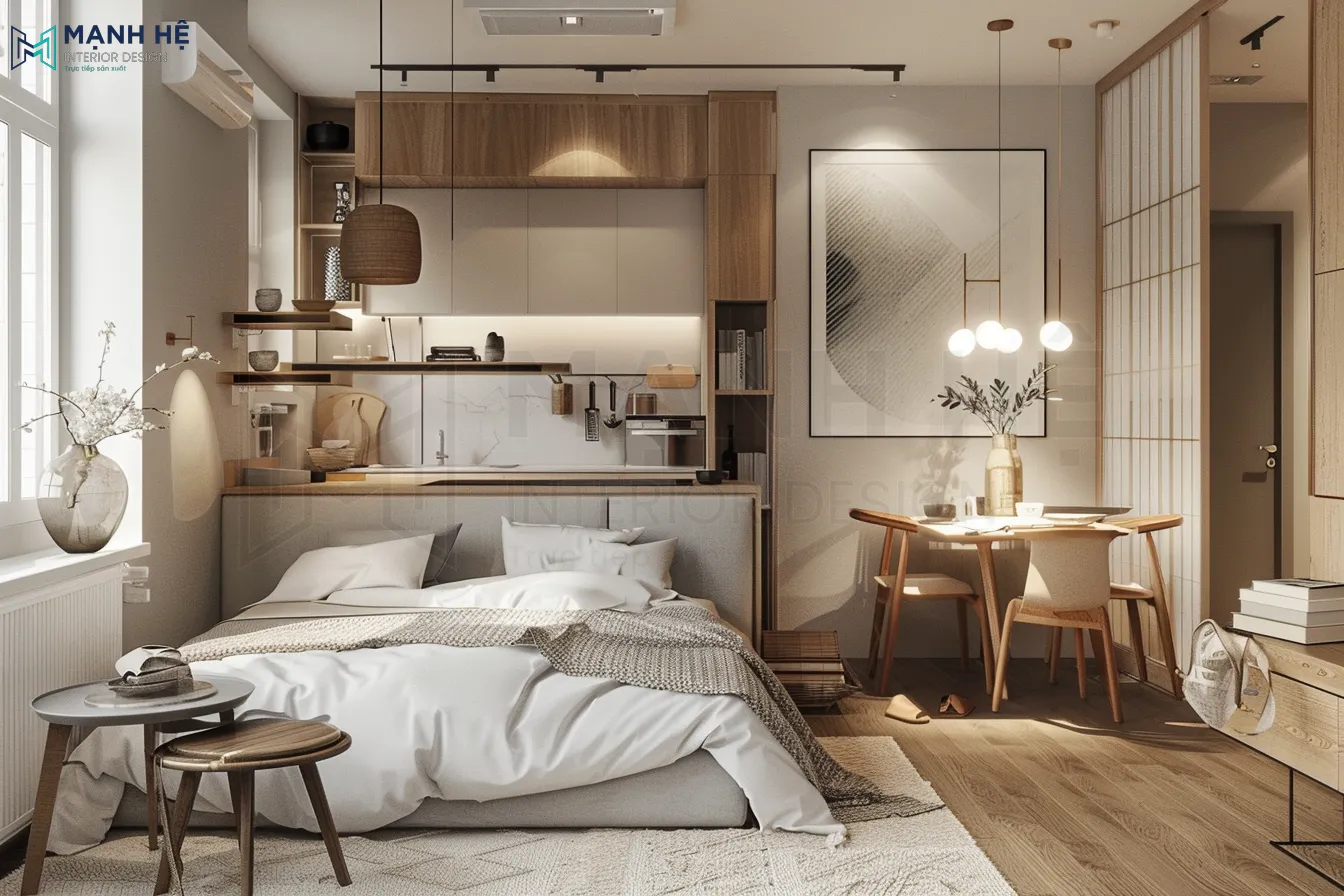 Sự kết hợp màu sắc và chất liệu nội thất