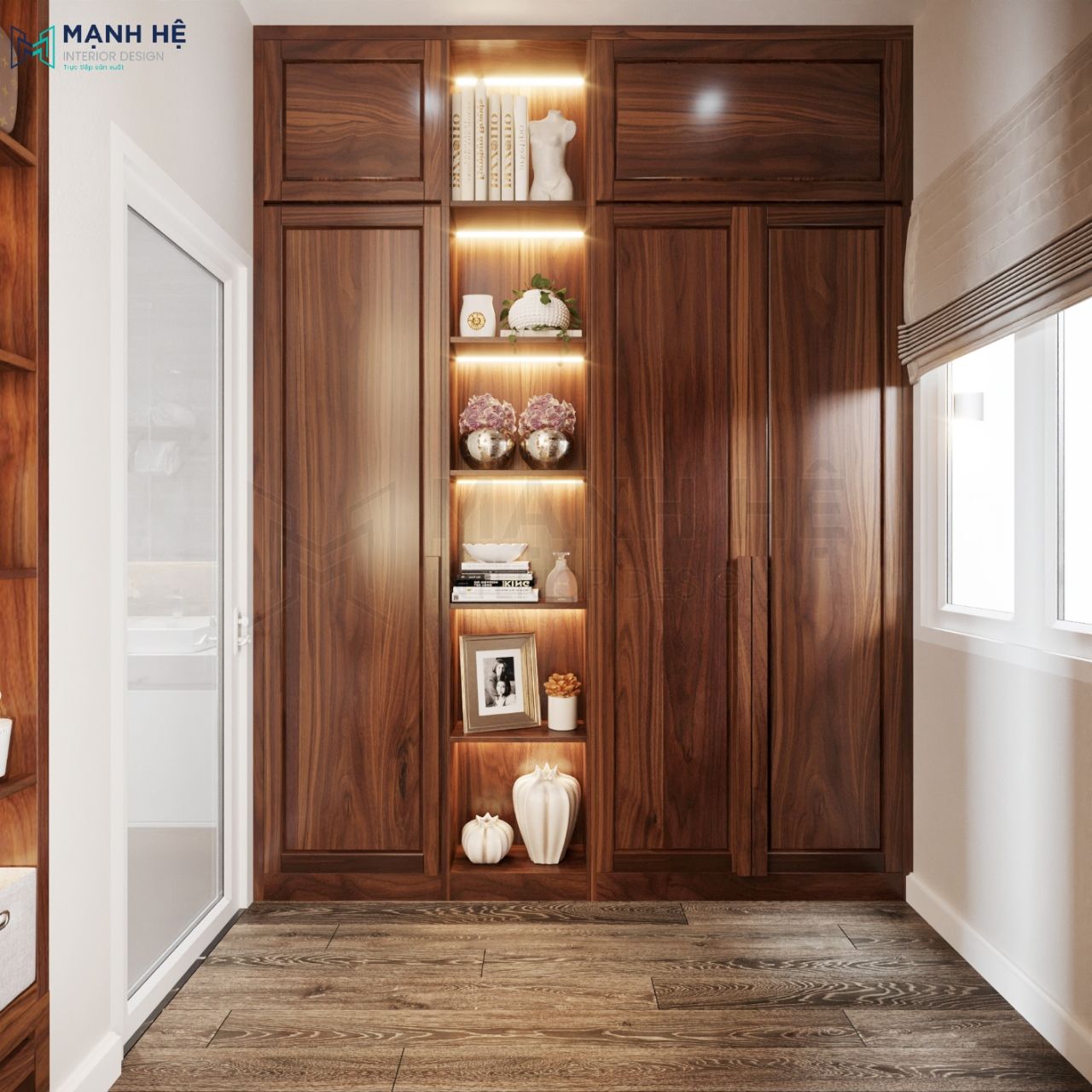 Tủ quần áo tích hợp kệ trang trí