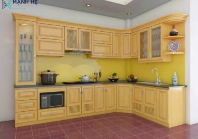 Tủ bếp gỗ tự nhiên TBXD43 hiện đại sang trọng
