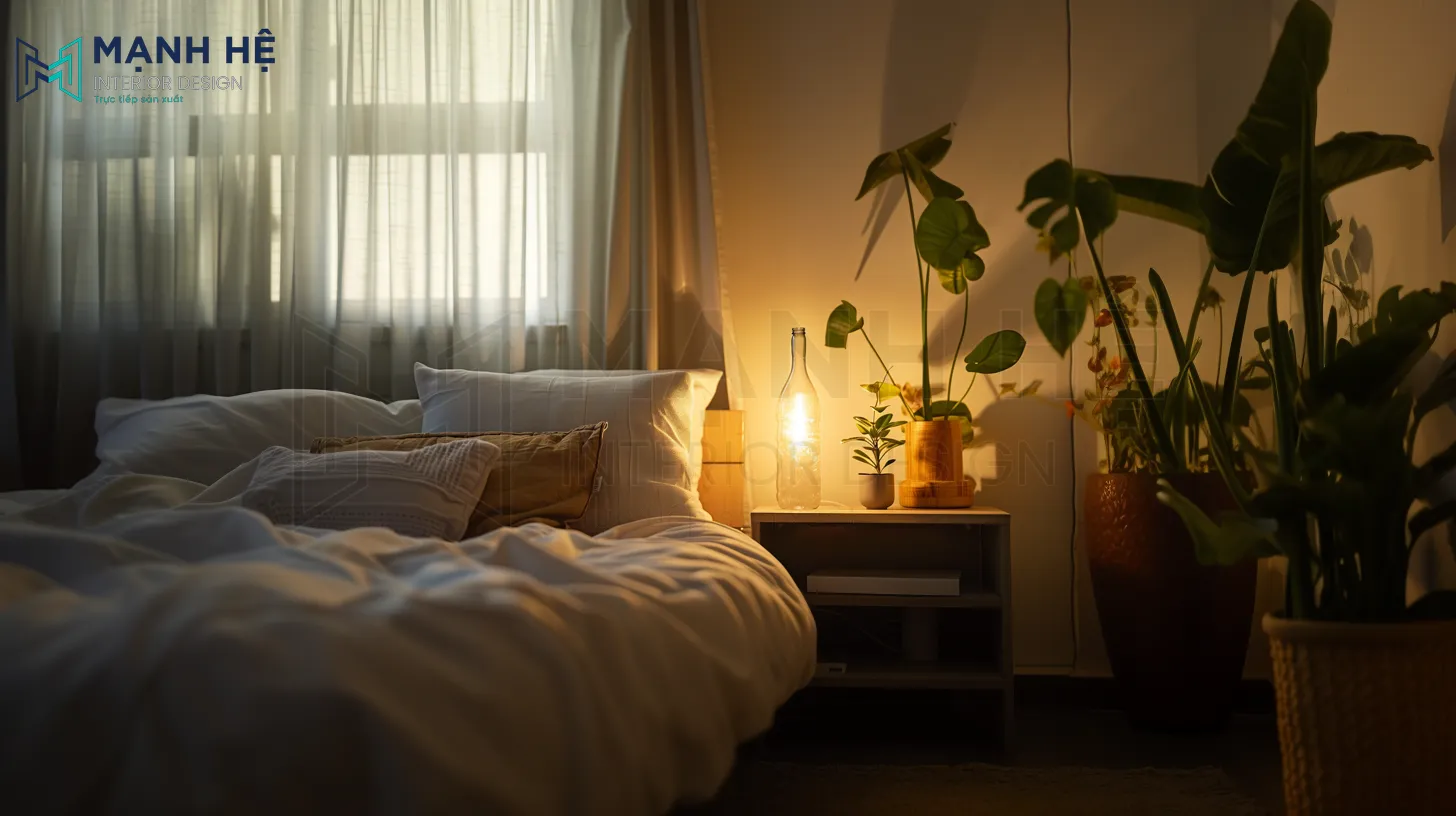 Tái sử dụng chai thuỷ tinh để decor cho phòng ngủ