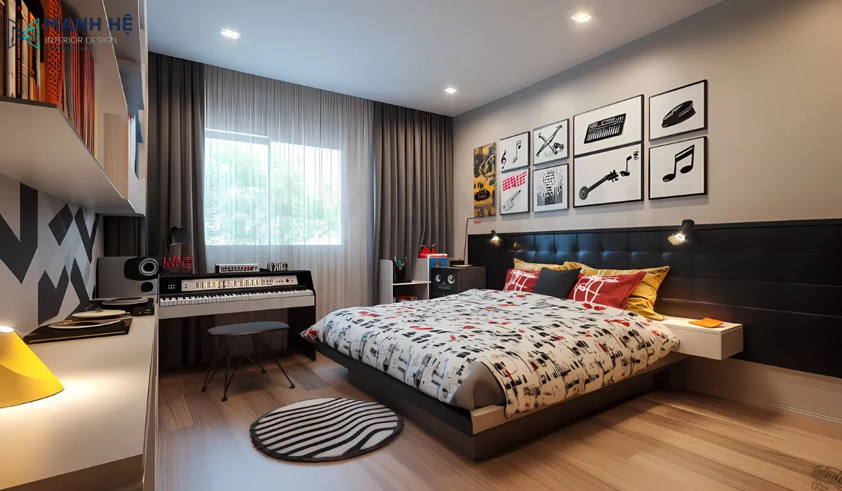 Bố trí góc riêng có nhạc cụ cho bé thỏa sức tập luyện