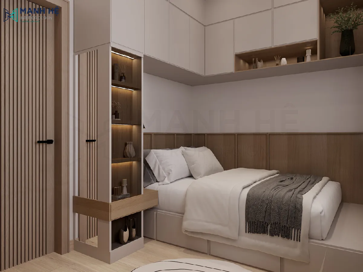 Thiết kế phòng ngủ 7m2 cho nam với kích cỡ giường phù hợp