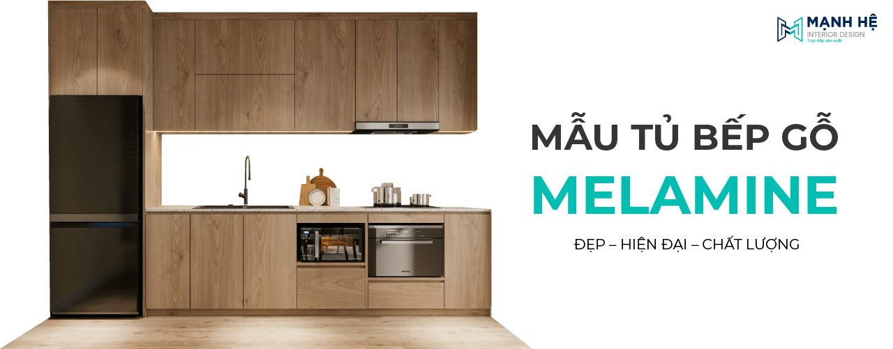 Tủ bếp gỗ công nghiệp MDF đa dạng kiểu dáng chữ I, chữ L, chữ U cũng lớp phủ Melamine