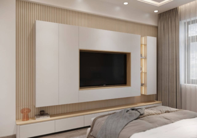 Vách ốp TV giúp tận dụng tối đa không gian tường, tạo không gian lưu trữ và trưng bày đồ đạc