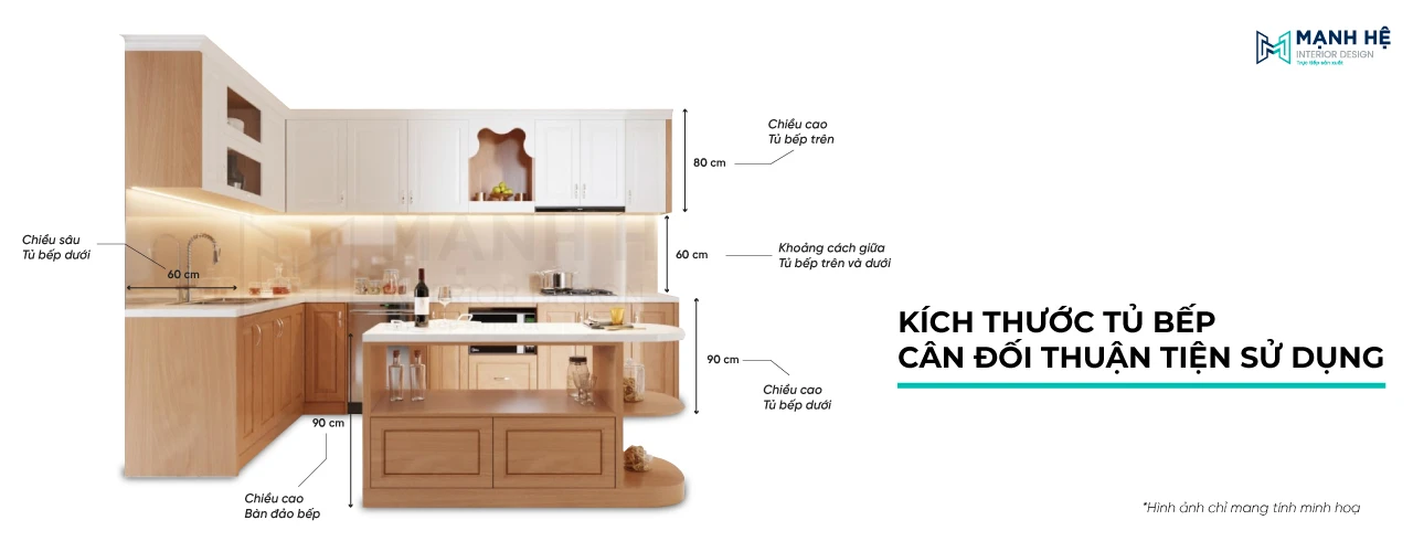 Cách chọn kích thước tủ bếp, bàn bếp phù hợp