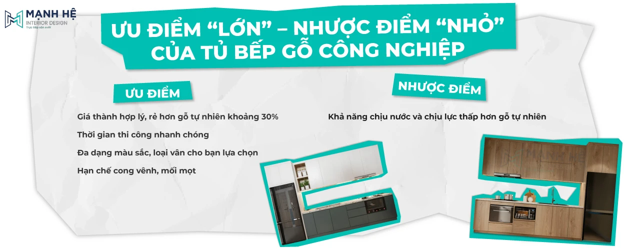 Tủ bếp gỗ công nghiệp có nhiều ưu điểm nổi trội