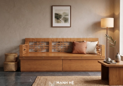 Ghế sofa giường gỗ gấp VIP01 cao cấp hình trực diện