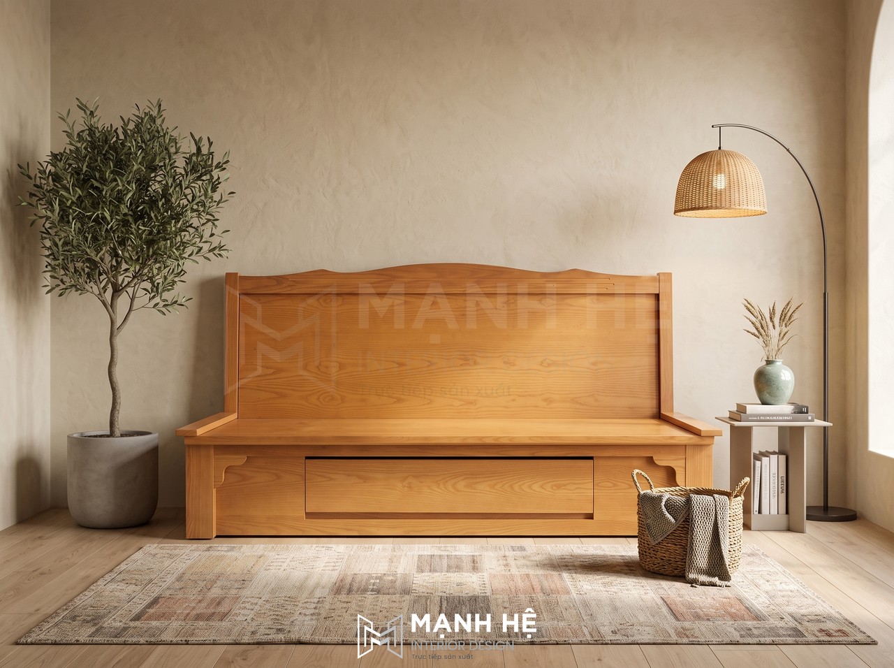 Ghế Sofa Giường Giải pháp tiết kiệm diện tích phòng khách nhỏ với sofa giường gỗ